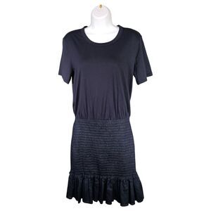 Veronica Beard Dress S Womens Blue Knee Length A-Line Short Sleeve Round Neck
